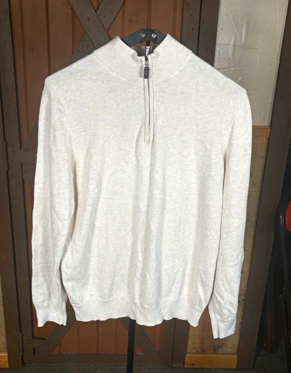 Joseph Abboud Men's 1/4 Zip Mock Neck Knit Pullover Sweater Gray Modern Fit M